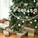 Jetec 2 Pcs Wooden Christmas Garland with Wood Beads Rustic Farmhouse Mantelpiece Ornaments Vintage Christmas Decor Wall Hanging Holiday Decorations