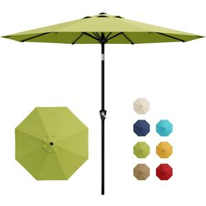 GarveeLife 10FT Umbrella Outdoor Patio, Table Umbrella with Push Button Tilt and Crank, 8 Sturdy Ribs Waterproof UV Protection for Garden, Pool, Deck, Backyard, Market (Fruit Green)