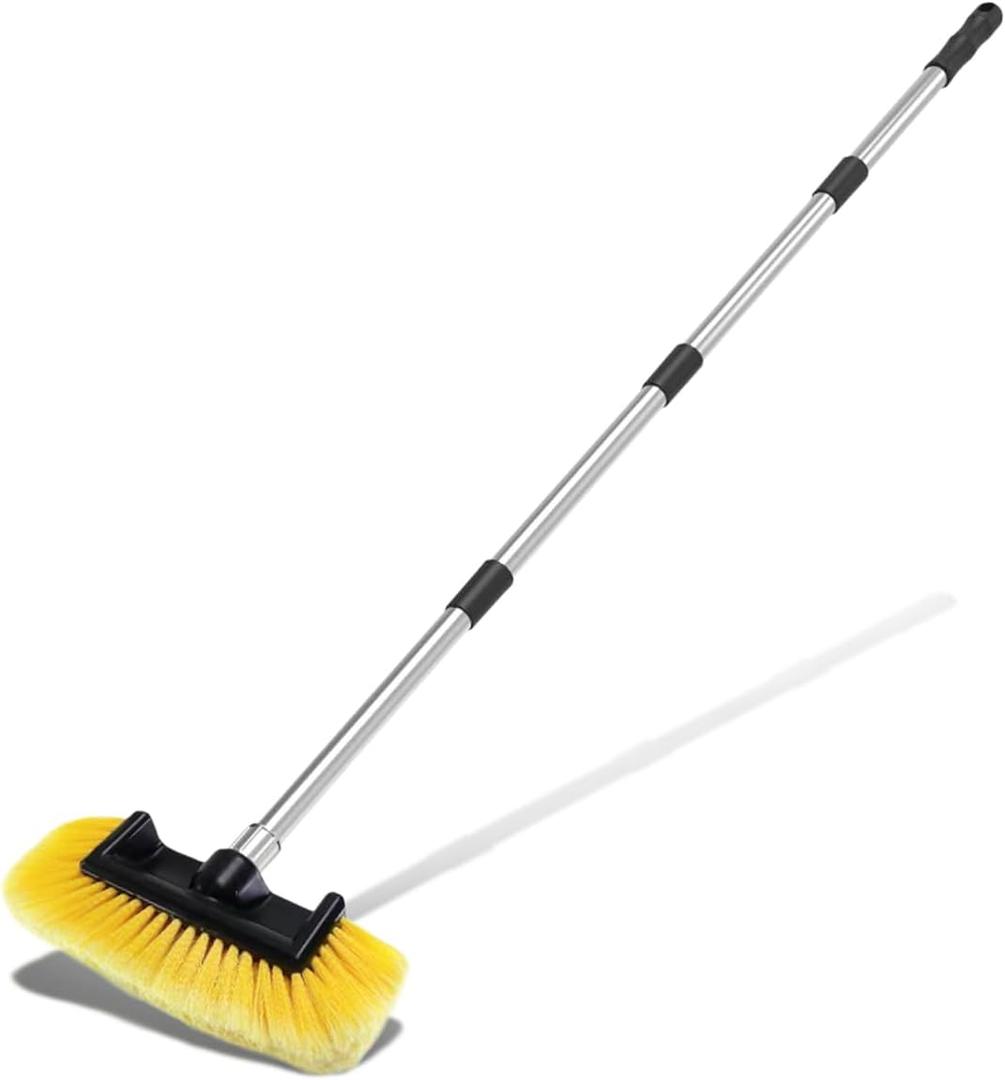 ZIMISI 59" Car Wash Brush with Long Handle, No Scratch Soft Bristle Cleaning Brush, Extendable Windshield Cleaner Tool, Car Cleaning Kit for Boat, RV, Truck, House Siding, Solar Panel (Yellow)