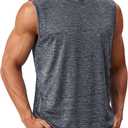 TACVASEN Men's Sleeveless Tee Shirt Quick Dry Workout Gym Tank Tops Summer Cooling Bodybuilding Muscle Shirts, L, Dark Gray