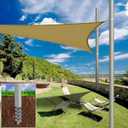 2 Packs Shade Sail Poles, 12 ft Heavy Duty Sun Sail Shade Poles with Spiral Drill Bit, Sun Shade Sail Poles with D-clamp for Sun Shade Sail String Light Garden Yard Backyard Grassland
