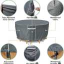 Gasadar Round Patio Furniture Covers Waterproof, Round Outdoor Furniture Cover for Patio Table and Chairs Set, Heavy Duty 600D, 84" Dia x 28" H, Grey