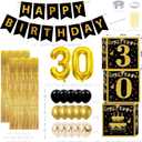 Gold 30th birthday decorations for him Men,3pcs birthday Decorations for Men boys black and gold Balloon Boxes Birthday Party Favors