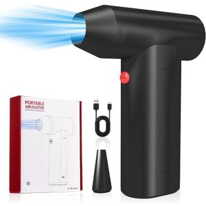 Compressed Electric Air Duster, 180000RPM 3-Gear Adjustable Electric Air Duster Cordless Air Blower for Keyboard, Electric Devices, Car Cleaning (Black)