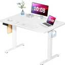 SMUG Standing Desk, Adjustable Height Electric Sit Stand Up Down Computer Table, 48x24 Inch Ergonomic Rising Modern Lift Motorized Gaming Desktop Workstation for Work Home Office, White