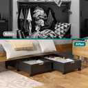 WISUCART Wood Under Bed Storage Containers Underbed Organizer with Wheels Sturdy Wood Rolling Under Bed Shoe Storage Organizer 2 Packs (Black, Large)