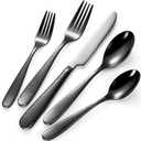 40-Piece Black Silverware Set, Heavy-Duty 18/0 Stainless Steel Black Hammered Flatware Set for 8, Luxury Cutlery Set for Home Restaurant, Dishwasher Safe