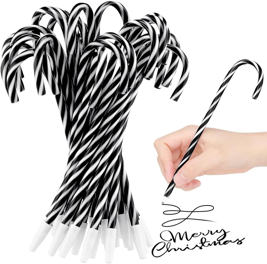 Janlaugh Christmas Candy Cane Scented Pens Bulk with Peppermint Candy Scented Ink Ballpoint Pen for Christmas Stocking Stuffers Gifts Stationery Supply(Black,White,30 Pcs)