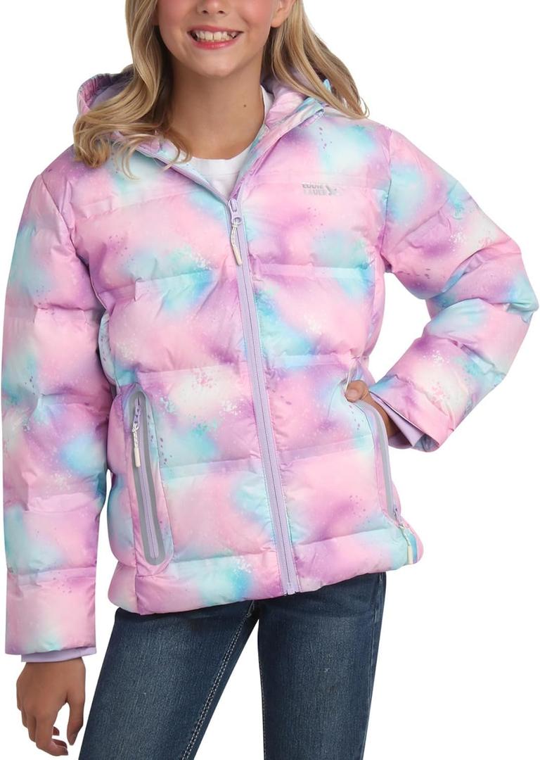 Eddie Bauer Girls' Winter Jacket - Heavyweight Quilted Down Jacket - Insulated Hooded Outerwear Coat for Girls Size 14-16, Pastel Lilac