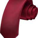 HISDERN Ties for Men Solid Color 2.17'' Skinny Tie Formal Business Neckties Silk Classic Woven Satin Wedding Necktie