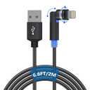 90 Degree Lightning Cable with 360 Degree Rotating Head 6.6FT [MFi & 2.4A Fast Charge & Data] Right Angle Nylon Braided iPhone Charger Cord Supports Apple Carplay iPhone14-5, Not Compatible with iPad