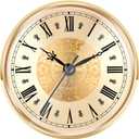 Hicarer 4.3 Inch/ 110 mm Quartz Clock Insert, Gold Trim, Roman Numeral, Quartz Movement