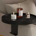 Wooden Couch Arm Tray, 12'' Space Adjustable Sofa Arm Table,Round Wood Chair Arm Table Sofa Armrest Tray for Thin & Wide Couches Arm,Snack Armchair Couch Companion, Black