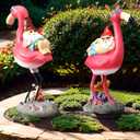 2 Pack Christmas Decoration Flamingo Gnomes Decor Funny Garden Gnomes Figurines Statues Ornaments Scandinavian Tomte Outdoor Patio Decorations for Yard Lawn Porch Home Gifts