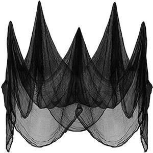 LessMo 200x80Inch (5x2m) Halloween Black Creepy Cloth for Party Decorations Outdoor Handing, Scary Spooky Fabric Gauze, Stretchy, Giant, for Outdoor, Yard, Doorways Entryways Windows Decor