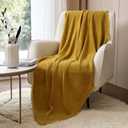 CREVENT Farmhouse Boho Knitted Throw Blanket for Couch Sofa Chair Bed Home Decoration, Soft Warm Cozy Light Weight for Spring Summer Fall (50''X60'' Mustard/Yellow)