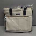 Canvas Tote Bag for Women, 15-Pocket Large Crossbody Handbag Bible Laptop Bag Zipper Bookbag for Teacher Work Travel College (L2.black & White)