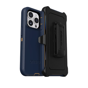 OtterBox iPhone 14 Pro (ONLY) Defender Series Case - Blue Suede Shoes (Blue), Rugged & Durable, with Port Protection, Includes Holster Clip Kickstand