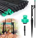 25 Pcs 12.8 Inch Drip Irrigation Stakes with 180 Degree Sprayer Emitters and Sprinkler Extension Riser 1/4 Inch Drip Line Sprinkler Support Stakes for Garden Watering System,Green