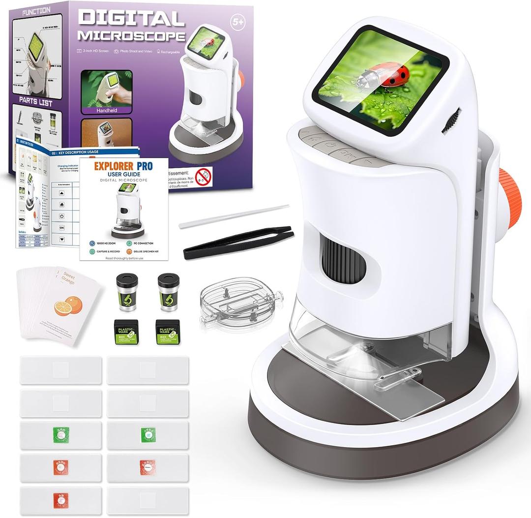 Microscope for Kids, 1000X 1080P Pocket Kids Microscope Handheld - [2026] Digital Mini Microscopes for Kids 8-12, STEM Toys Educational Science Kits for Kids 5-7, Ideal Birthday for Boys, Girls