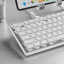 EWEADN F98 Wired Keyboard with Smart Display & Knob,98 Keys Aesthetic Computer Keyboards,Metal Panel,Cute Wired Cream Membrane Keyboard for Windows/PC-White