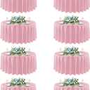 sancua Round tablecloth 90 Inch Diameter, 8 Pack - Circle Polyester Fabric Table cloth for Wedding Christmas Party Reception Banquet Birthday, Washable Formal Table Cover (Fit 30-72 Inch Tables), Pink