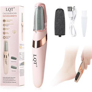 LQT Electric Foot File  Rechargeable Callus Remover for Hard, Cracked Skin  at-Home Pedicure Kit for Smooth Feet (Men & Women) (Pink)