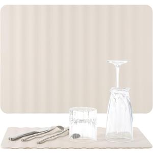 Li&Zhao Dish Drying Mats for Kitchen Counter - 16.6" x 11.8" Dish Mat Drying Kitchen Mat Silicone Drying Mat Kitchen Drying Mat Silicone Mats Dish Rack Mat Dish Drainer Mat(Beige)