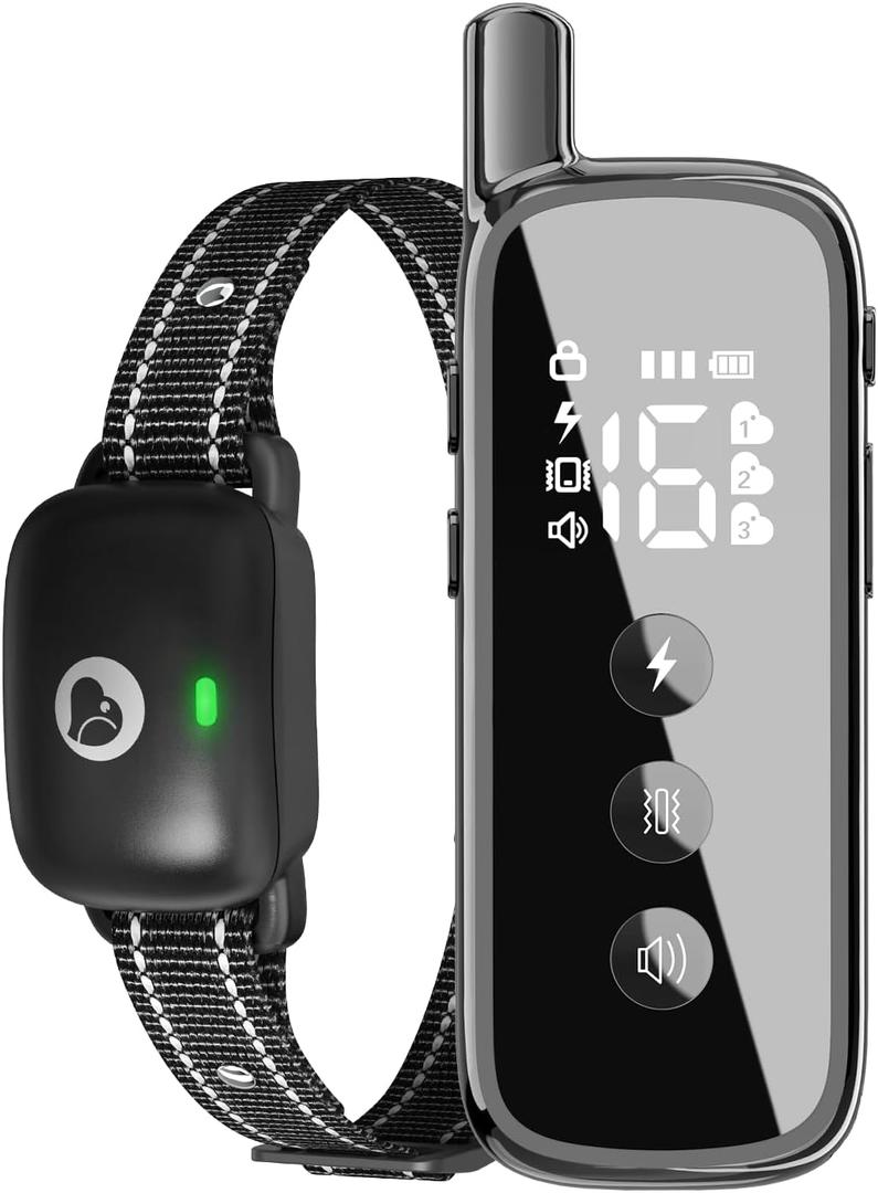 Dog Shock Collar - 2600FT Rechargeable Waterproof Dog Training Collar with Remote with Beep, Vibration(1-16), Safe Shock(1-16) e Collar for 5-120lbs Small Medium Large Dogs (Black)