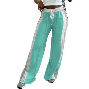 PINSV Women's Wide Leg Sweatpants Baggy Lounge Pants Active Joggers Striped Track Pants