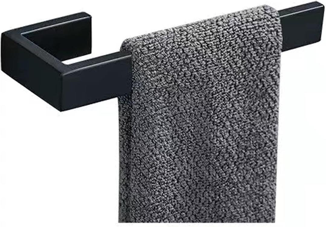 Hand Towel Holder - Thicken SUS 304 Stainless Steel Towel Holder for Bathroom Wall, 8" Rectangular Modern Design Towel Ring, Contemporary Hand Towel Rack - Matte Black (1PCS)