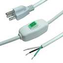6FT 18 Gauge 3 Prong Heavy Duty Replacement Powe Cord Cable with Green Indicator Light ON/Off Switch,10A125V 18AWG White
