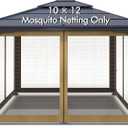 Wonwon Outdoor Gazebo Canopy 4-Panel Screen Walls with Zipper - Mosquito Netting for 10' x 12' Gazebo (Khaki)