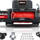 X-BULL Winch 10000 lb. Load Capacity Electric Winch Kit 12V Synthetic Rope,Waterproof Electric Winch with Hawse Fairlead, with Wireless Handheld Remote and Corded Control Recovery