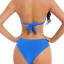 Bikini Sets for Women Two Piece Womens Swimsuits Sexy Adjustable Halter Tops Bathing Suit High Cut Bikini (Blue, XL)