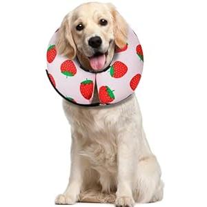 Dog Cone Collar for Small Medium Large Dogs for After Surgery, Pet Inflatable Neck Donut Collar Soft Protective Recovery Cone for Dogs and Cats - Alternative E Collar Does Not Block Vision - Pink, L