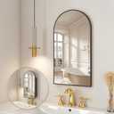 Arched Medicine Cabinet Mirror No Assembly Needed Bathroom Mirror with Storage Recessed or Surface Mount Options (Black, 29.5" L x 15.8" W)