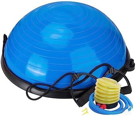 Half Balance Ball Trainer, Balance Beam for Core Exercise Equipment, Core Strength and Fitness, Includes Resistance Bands and Pump, Ideal for Home Gym Workout (New- blue)