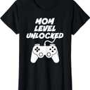 Mom Level Unlocked T-Shirt (Black, M)