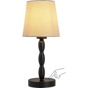 CASTLELIFE Portable Cordless Table Lamp,Touch Desk Lamp Rechargeable Battery Powered, 3-Level Brightness Stepless Dimmable Bedside Night Lamp,for Bedroom/Outdoor,Update 5000 mAh, Bulb Included,Black