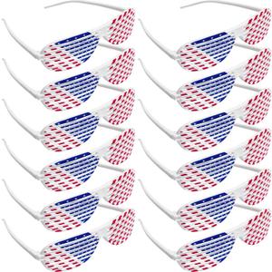 4th of July American Flag Shutter Glasses, USA Patriotic Sunglasses Eyewear Independence Day Party Prop Decorations (White)