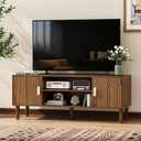 47" TV Stand for TVs up to 55 Inch, Entertainment Center with Storage and Adjustable Shelves, Modern Media Console for Living Room, Walnut