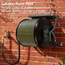 Heavy Duty Wall Mounted Garden Hose Reel Durable Steel Construction, Come with 130ft Rubber Garden Hose & 5ft Lead-in Hose, Brass Fittings, Easy Crank Handle, Weather Resistant