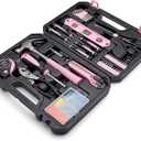 Amazon Basics Household Tool Kit With Storage Case, 142 Piece, Pink, 13.39 x 9.25 x 2.95 inch