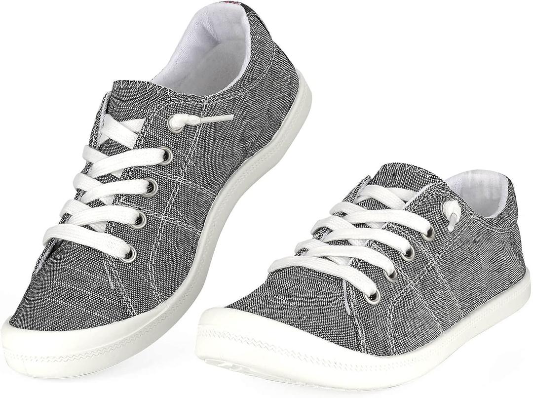 Hxlber Women's Low Top Sneaker - Round Toe Comfort Casual Canvas Shoes Fashion Sneakers for Walking for Women, Size 11