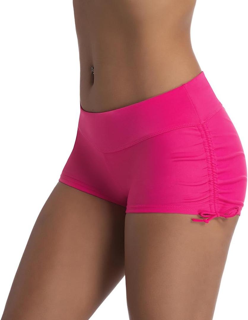 Micosuza Classical Women's Swim Boardshorts Beach Bikini Bottoms with Adjustable Ties, S