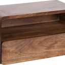 Kate and Laurel Kato Modern Wood Floating Side Table with Drawer; 18 x 10 x 9; Walnut Brown; Contemporary Wooden Floating Nightstand for Bedroom Bedside Table