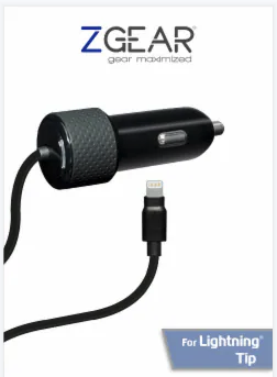 ZGEAR Fast Charge Car Charger For Apple Devices 12W 6 Feet
