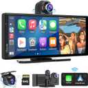 CARPURIDE W903 Portable Carplay & Android Auto with Dash Cam - 9.3" HD IPS Screen, 4K Front &1080P Rear Cam, Loop Recording, Bluetooth, Mirror Link, GPS, Siri, Dashboard Mounted