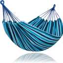 SUNCREAT Hammocks Outdoor Camping Double Hammock, Extra Large 2 Person Hammock for Camping, Blue Stripes